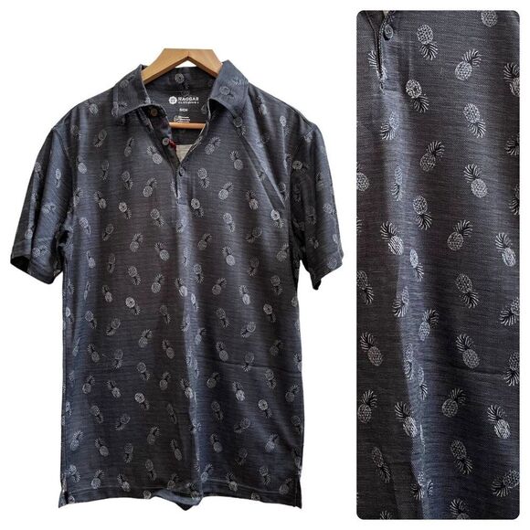 Haggar Men's New Patio Polo Pineapple Print Polo Shirt Size Small Quick Dry - Picture 1 of 9